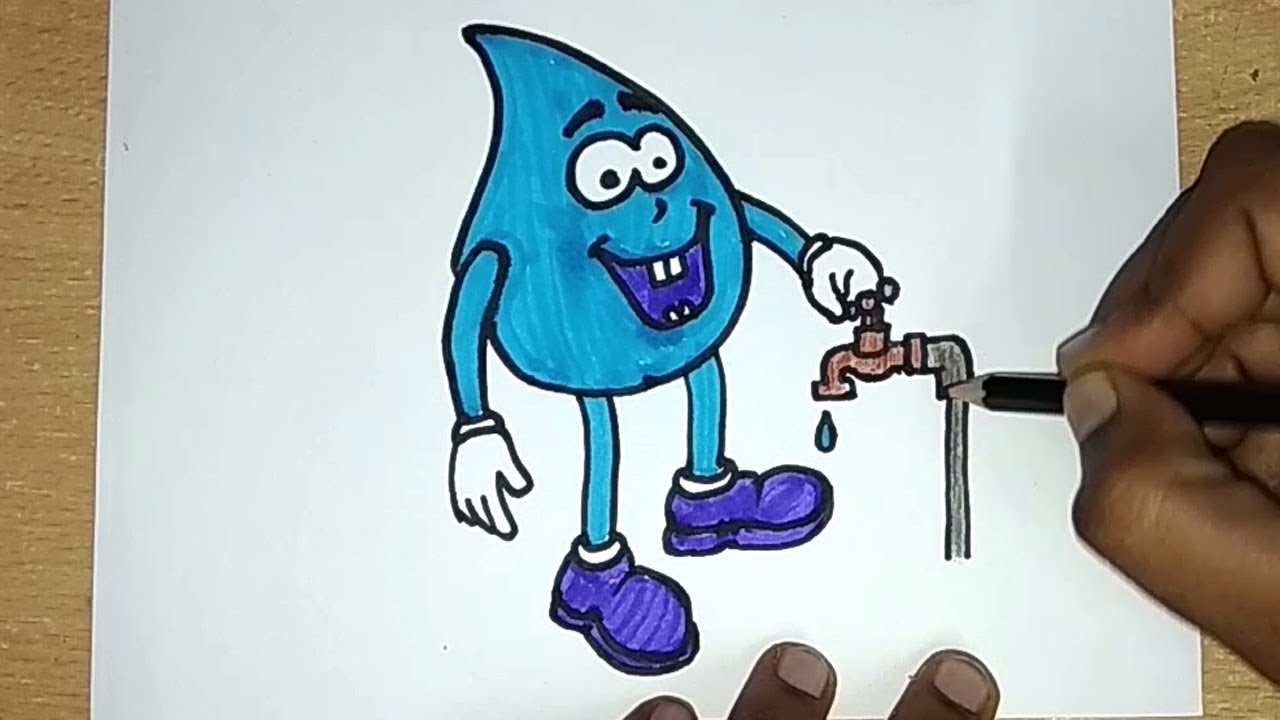How To Draw Save Water Poster Color Drawing For Kids Youtube