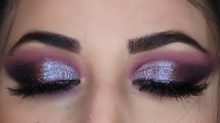 purple & blue smokey with glitter tutorial 💜 شرح مكياج سموكي بنفسجي / موف مع جلتر بخطوات سهلة