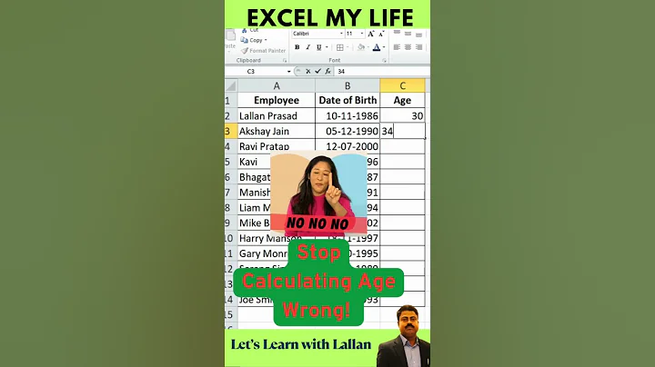 Excel Magic: Calculate Age in SECONDS! ⏱️ #agecalculation #DateTimeExcel #shorts #viralreels #tips