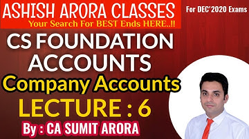 CS FOUNDATION LIVE REVISION BATCH | ACCOUNTS | PREFERENCE SHARE | CLASS-2 |CA SUMIT ARORA