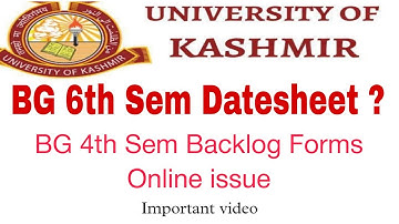 BG 6th Sem Datesheet| BG 4th Sem Backlog Forms Online Submission issue