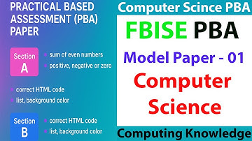 Sample Question Paper 01 solution computer science SSC-II Practical Bases assessment PBA 2025|SSC-II