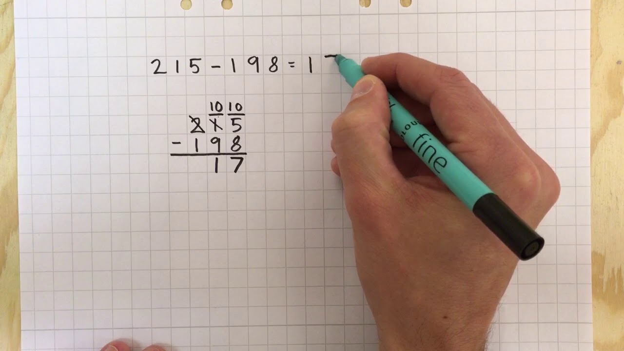 Uppställning med subtraktion med växling - YouTube