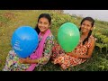Outdoor fun with balloon bursting and learn colour