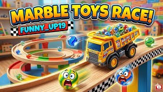 marble Run Race ASMR Wooden Wave Course #5