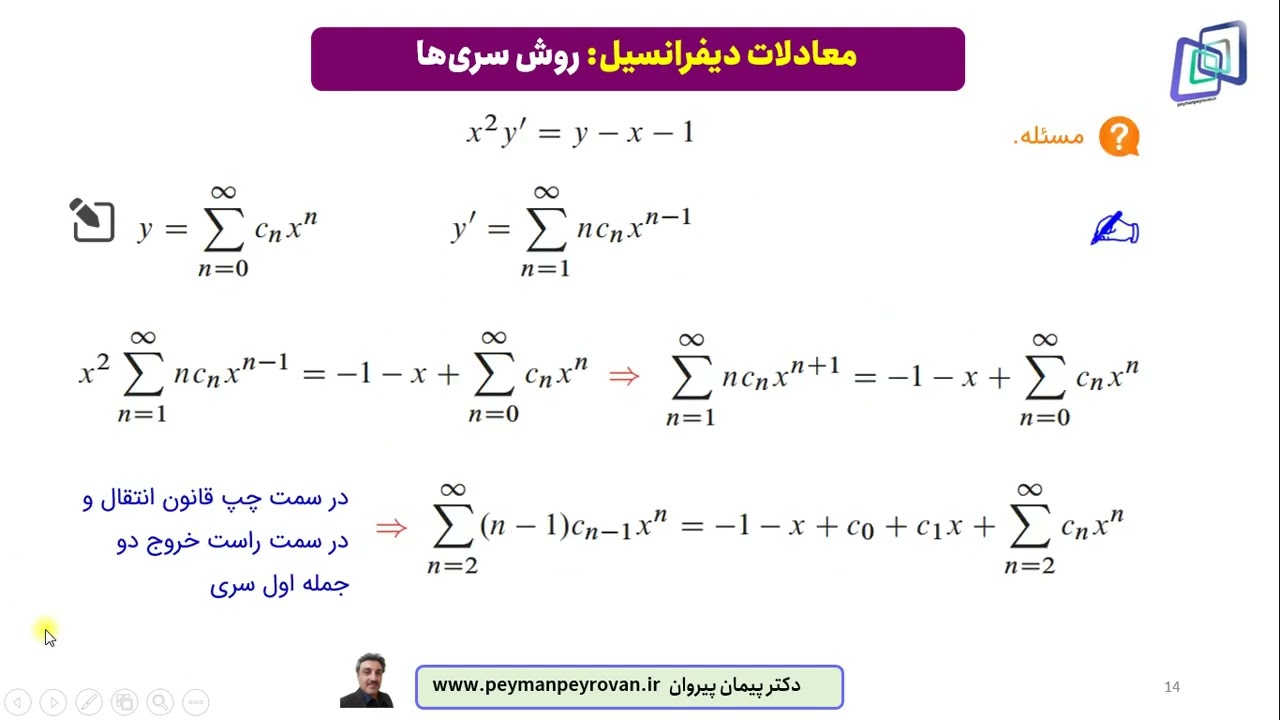 تسلط بر  پیچیدگی های حل معادلات دیفرانسیل با روش سری توانی