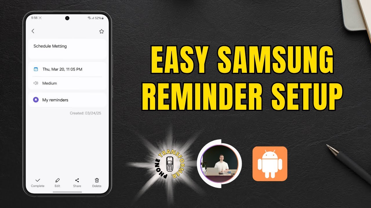 How to Set a Reminder on Samsung Phone - Full Guide - YouTube