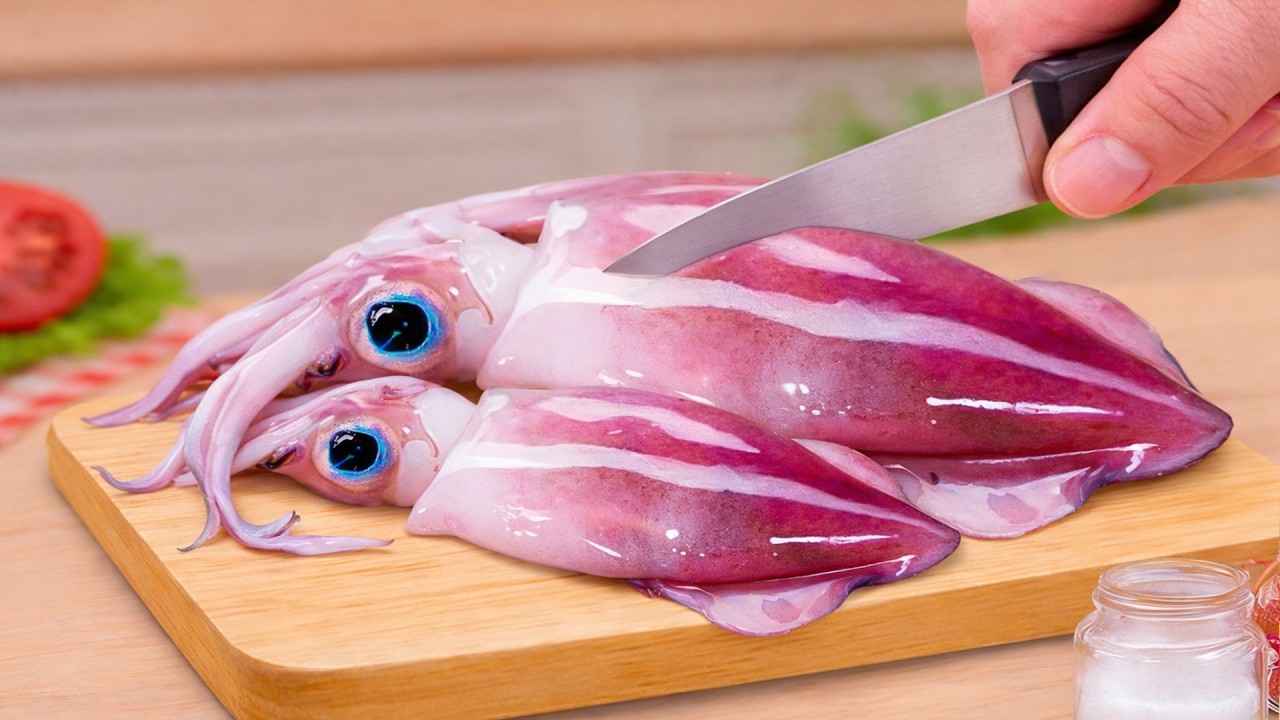 Mini Food Tutorial 🦑 Yummy Fried Dried Squid With Tamarind & Chilli 🍣 Small Cooking