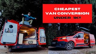 EPIC VAN CONVERSION UNDER £1K!!!  Ford transit connect vanlife micro campervan