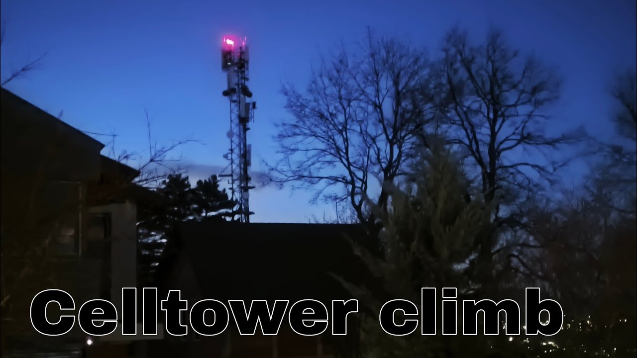 Climbing cell tower at night 