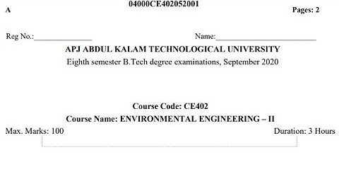 Environmental Engineering II - KTU solved  question paper - part 1