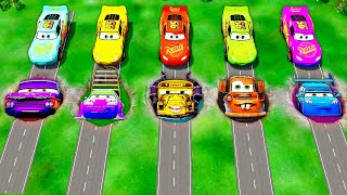 Amazing Pixar Cars Pit Transform Lightning McQueen Into Pixar Cars! Beam.NG Drive Battle!
