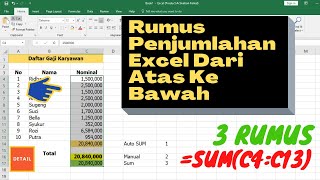 🔴 Rumus Penjumlahan Excel Dari Atas Ke Bawah - 3 Rumus Penjumlahan Kebawah