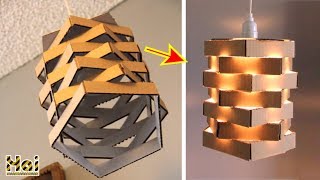 Kreasi Kardus Bekas Dibuat Lampu Gantung Hias Mudah Dan Murah | DIY Room Light From Cardboard