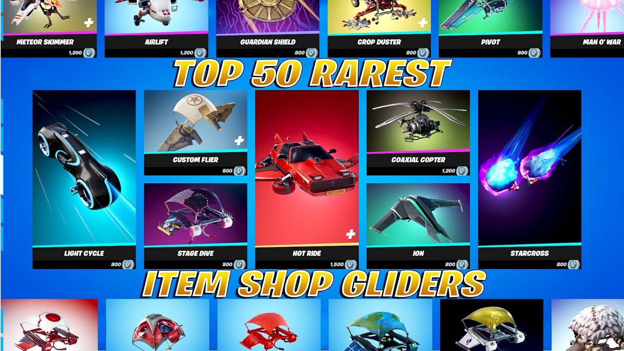 Top 50 RAREST Item Shop Gliders! Fortnite YouTube