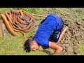 Best Eel Fishing | Boy Hunting Eel Fish From Very Deep Fish Hole By Hand