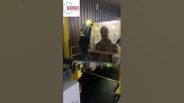 Telescopic motorized roller & ergonomic conveyor for unloading truck #conveyorsystem #unloadingtruck