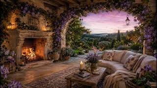 Provence Fireplace Evening with Clematis Flowers 🔥🌿 Cozy Terrace Ambience for Sleep & Relaxation