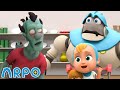 Spooky zombie invasion  scary kids story  baby daniel and arpo the robot  funny cartoons for kids