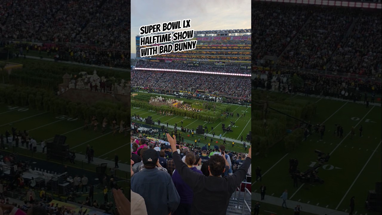 NFL Super Bowl LX Halftime Show with Bad Bunny Live Crowd Reaction Stadium Fancam