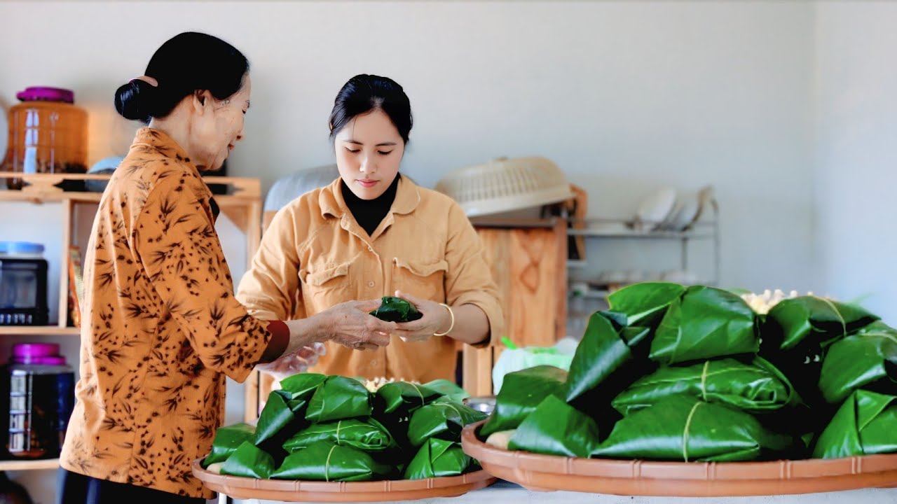 Making sticky rice with corn using glutinous corn with the help of my ...