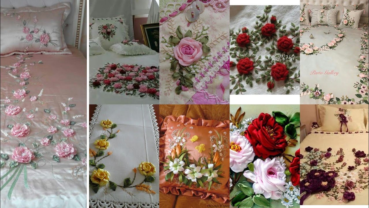 Ribbon Embroidery Designs For Bed Sheet