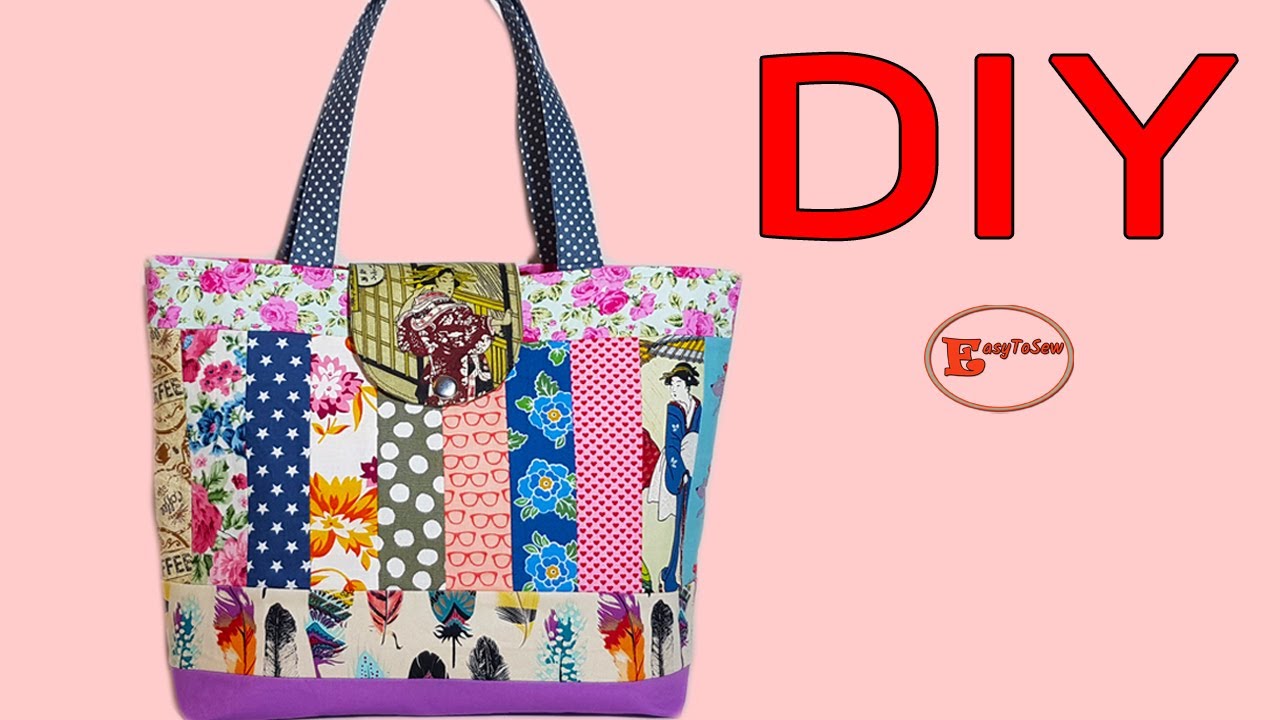 DIY PATCHWORK TOTE BAG TUTORIAL | SIMPLE PATCHWORK BAG MAKING
