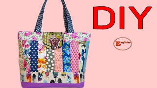 DIY PATCHWORK TOTE BAG TUTORIAL | SIMPLE PATCHWORK BAG MAKING