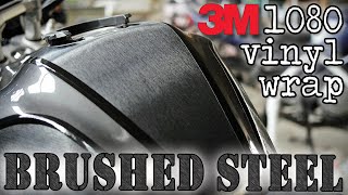Vinyl Wrap 3M Brushed Steel, Motorcycle Petrol Tank