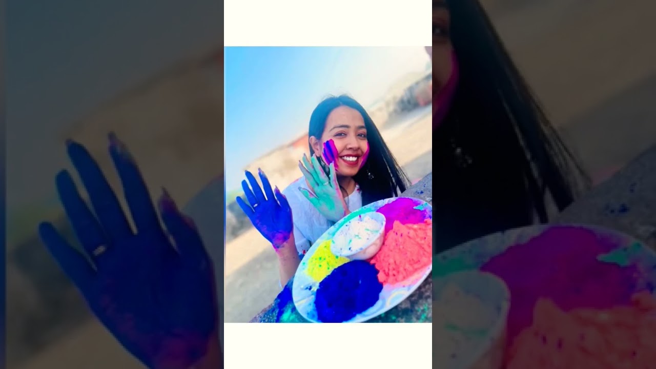 Holi photo poses in Indian outfit