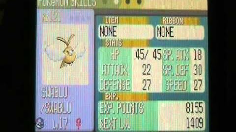 Shiny Swablu in Pokemon Ruby after Only 664 REs in Route 114!!!!