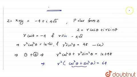 Convert the complex number `(-16)/(1+i sqrt(3))` into polar form.  |Class 11 MATH | Doubtnut