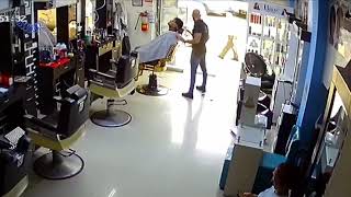 Barber Accidentally Flips Customer Back While Adjusting Chair as Others Rush to Help
