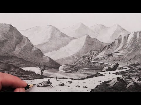 Color Pencil Landscape Drawing - Happy Family Art