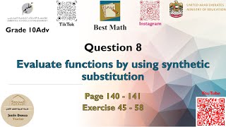 Evaluate functions by using synthetic substitution | Q8 P1 | 10A | EoT3 |