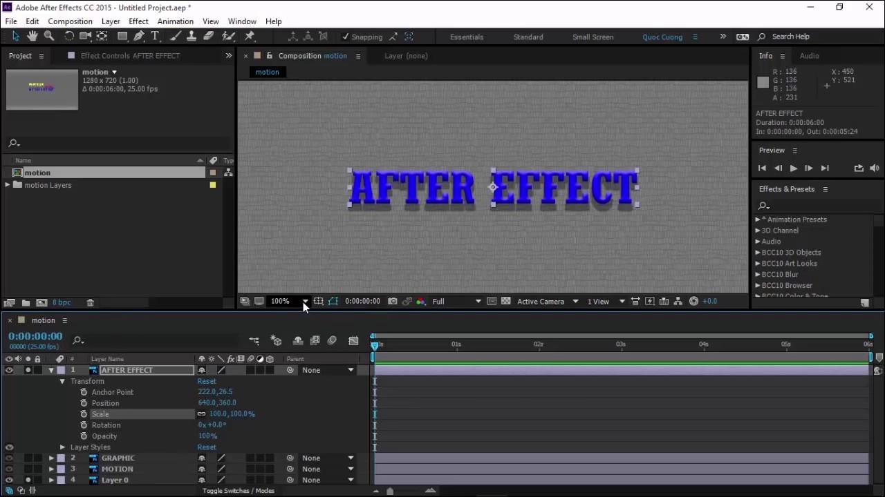 After Effects BASIC - Bài 4 - Các thuộc tính của Transform trong Layer ...