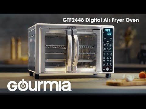 Gourmia Digital Air Fryer Toaster Oven with Single-Pull French Doors, 6  Slice, Stainless Steel