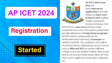 AP ICET 2024 Registration Started | AP ICET Application form Started 2024 | MDE
