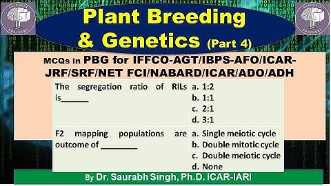 Plant Breeding and Genetics-MCQs (Part-4) for ICAR-NET/AFO/ICAR-JRF/SRF/IBPS-AFO/NABARD/HDO