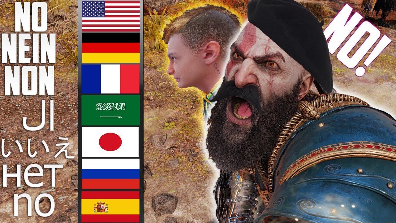 Кratos злится на Аtreus на нескольких языках  [US, DE, FR, ES,AR, RU, HI, JP] - God of War Ragnarok