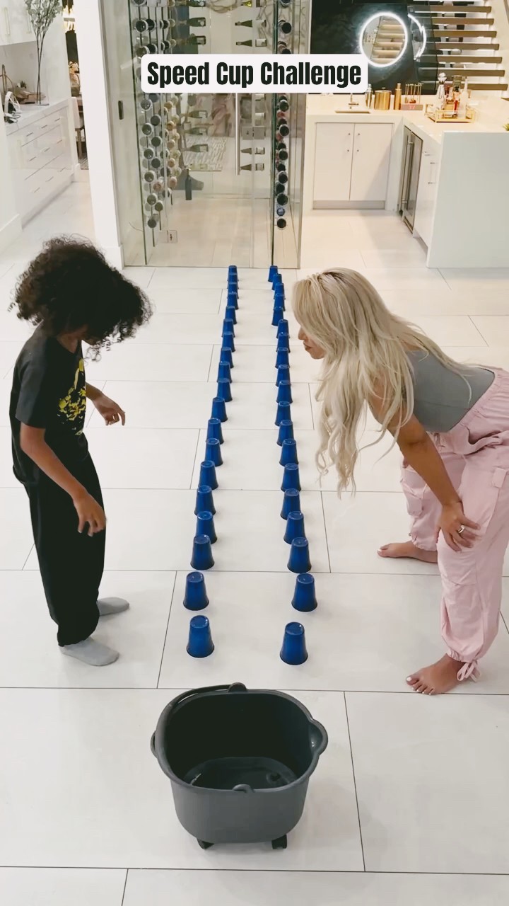 Mom and Son Speed Vs Strategy Cup Challenge Who will win #shorts #funchallenge #family