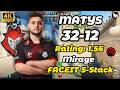 MATYS (32-12) Rating: 1.56 FACEIT 5-Stack (Mirage) | May 17, 2026