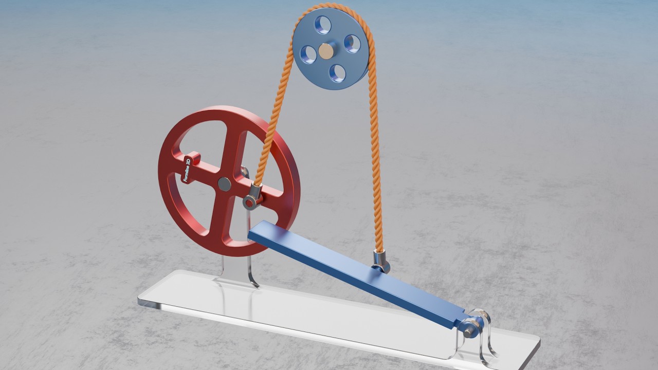 #159 Treadle Cord & Pulley Disk Drive – 507 Mechanical Movements 3D Animation