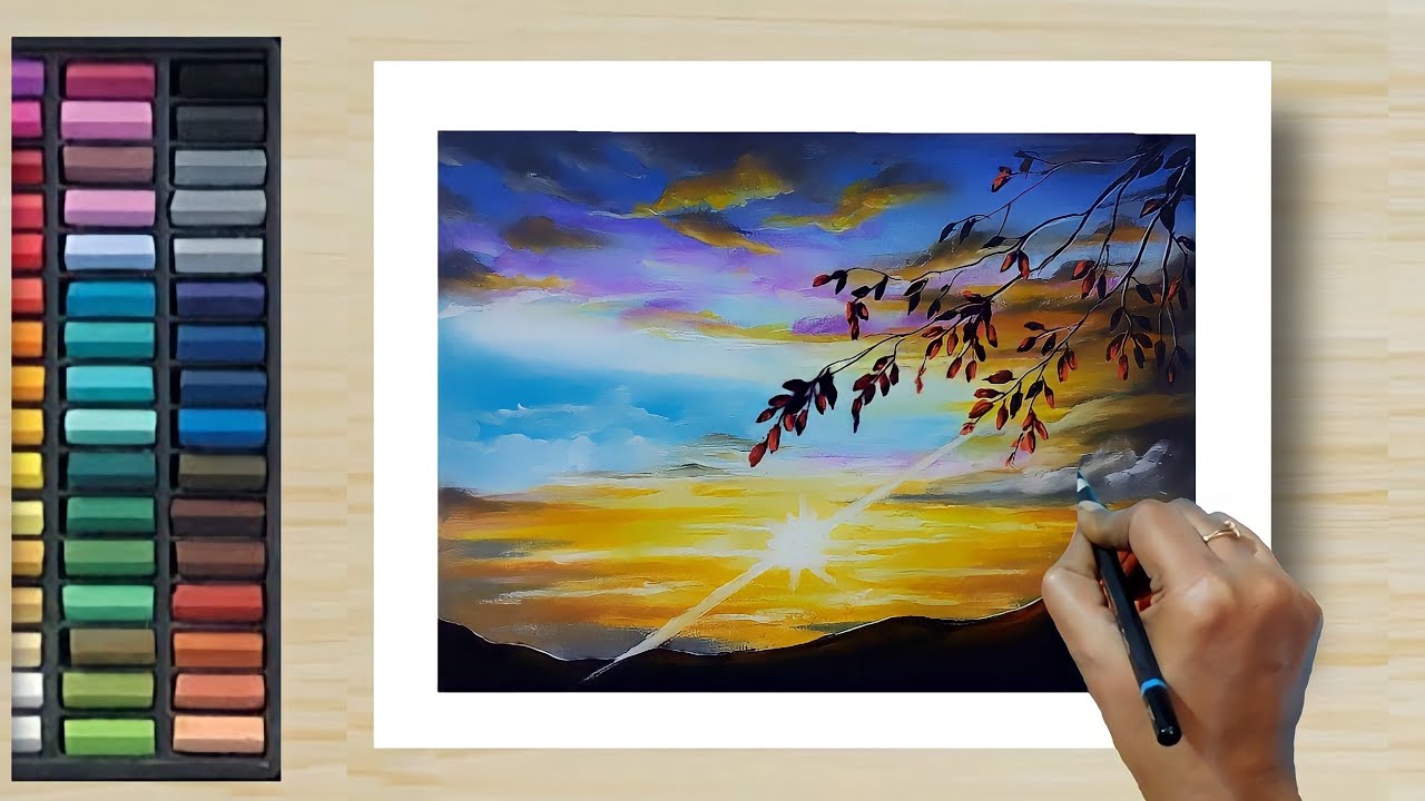 Tips to Draw REALISTIC 😱 Colourful Sky CLOUDS with PASTEL (step by step ...
