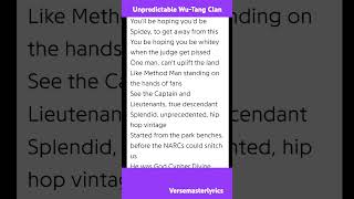 Unpredictable Wutang Clan verse 2 Rza hiphop rap  wutangclan s