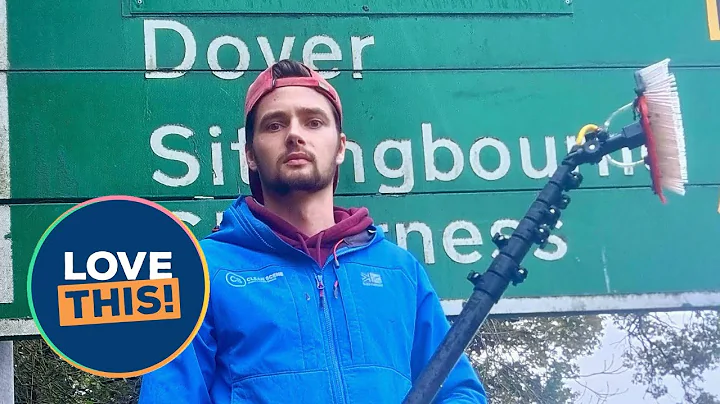 Oddly satisfying work of window cleaner who cleans road signs for free | SWNS