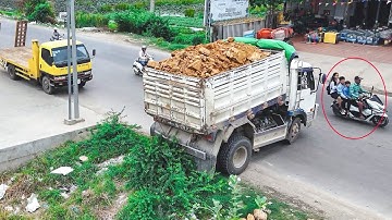 Wonderful start project LANDFILL by Excellent Skill Driver MiniDozer pushing & Dump Trucks unloading
