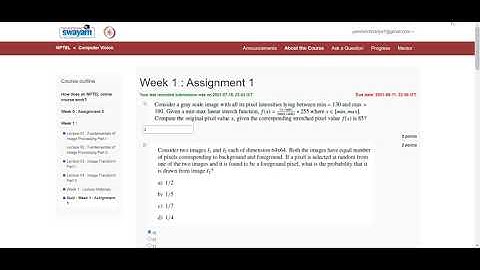 computer vision NPTEL assignment |  Week 1 | solution 2021