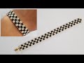 Chess board bracelet/Beaded bracelet with only seed beads/Easy jewelry making at home/Diy Beading