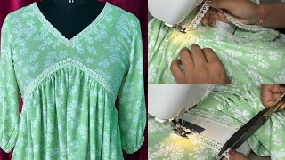 How To Attach Lace In Neck || Trending Neck Design || In Hindi !!